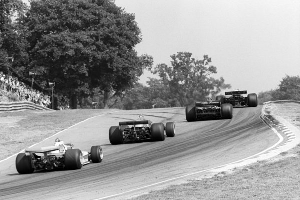 Race winner Carlos Reutemann (ARG) Ferrari 312T3 behind race retiree Riccardo Patrese (ITA) Arrows FA1, second placed Niki Lauda (AUT) Brabham BT46, and race leader Jody Scheckter (RSA) Wolf WR5, who retired from the race on lap 37 with a broken geartbox.
British Grand Prix, Rd 10, Brands Hatch, England, 16 July 1978.
Race winner Carlos Reutemann (ARG) Ferrari 312T3 behind race retiree Riccardo Patrese (ITA) Arrows FA1, second placed Niki Lauda (AUT) Brabham BT46, and race leader Jody Scheckter (RSA) Wolf WR5, who retired from the race on lap 37 with a broken geartbox.
British Grand Prix, Rd 10, Brands Hatch, England, 16 July 1978.