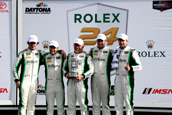 2017 Rolex 24 Hours.
Daytona, Florida, USA
Sunday 29 January 2017.
Race winner GTD: #28 Alegra Motorsports Porsche 911 GT3 R: Daniel Morad, Jesse Lazare, Carlos de Quesada, Michael de Quesada, Michael Christensen
World Copyright: Alexander Trienitz/LAT Images
ref: Digital Image 2017-24h-Daytona-AT1-6025