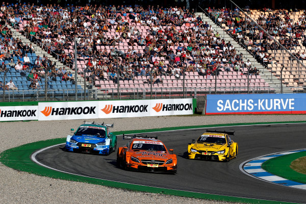 2017 DTM Round 9 
Hockenheimring, Germany 
Sunday 15 October 2017.
Maro Engel, Mercedes-AMG Team HWA, Mercedes-AMG C63 DTM, Loic Duval, Audi Sport Team Phoenix, Audi RS 5 DTM, Timo Glock, BMW Team RMG, BMW M4 DTM 
World Copyright: Alexander Trienitz/LAT Images
ref: Digital Image 2017-DTM-HH2-AT2-1732