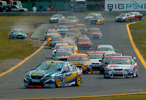 2003 Australian V8 Supercars, Round 9, Sandown, 14th September 2003.
V8 Supercar driver Marcos Ambrose leads the field into turn 2 at the start of the Betta Electrical 500 held at Sandown International Raceway Melbourne, Australia this weekend.
Photo: Mark Horsburgh/LAT Photographic 2003 Australian V8 Supercars, Round 9, Sandown, 14th September 2003.
V8 Supercar driver Marcos Ambrose leads the field into turn 2 at the start of the Betta Electrical 500 held at Sandown International Raceway Melbourne, Australia this weekend.
Photo: Mark Horsburgh/LAT Photographic
