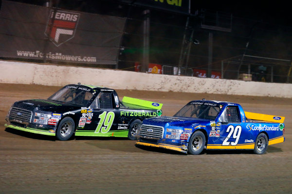 NASCAR Camping World Truck Series
Eldora Dirt Derby
Eldora Speedway, Rossburg, OH USA
Wednesday 19 July 2017
Austin Cindric, Fitzgerald Glider Kits Ford F150 and Chase Briscoe, Cooper Standard Ford F150
World Copyright: Russell LaBounty
LAT Images NASCAR Camping World Truck Series
Eldora Dirt Derby
Eldora Speedway, Rossburg, OH USA
Wednesday 19 July 2017
Austin Cindric, Fitzgerald Glider Kits Ford F150 and Chase Briscoe, Cooper Standard Ford F150
World Copyright: Russell LaBounty
LAT Images