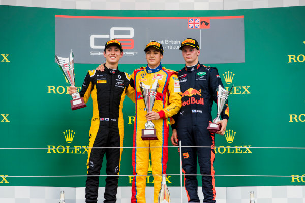 2017 GP3 Series Round 3. 
Silverstone, Northamptonshire, UK.
Sunday 16 July 2017.
Jack Aitken (GBR, ART Grand Prix), Giuliano Alesi (FRA, Trident), Niko Kari (FIN, Arden International). 
Photo: Zak Mauger/GP3 Series Media Service.
ref: Digital Image _56I0231