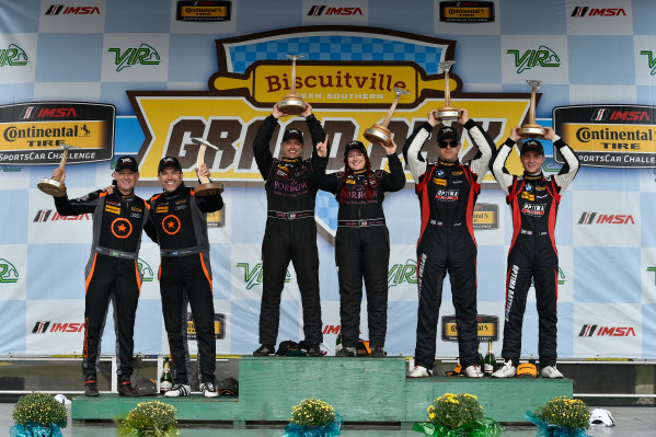 IMSA Continental Tire SportsCar Challenge
Biscuitville Grand Prix
Virginia International Raceway, Alton, VA USA
Saturday 26 August 2017
44, Nissan, Altima, ST, Sarah Cattaneo, Owen Trinkler, 84, BMW, BMW 328i, James Clay, Tyler Cooke, 75, Audi, Audi S3, Roy Block, Pierre Kleinubing, celebrate on the podium in victory lane
World Copyright: Scott R LePage
LAT Images IMSA Continental Tire SportsCar Challenge
Biscuitville Grand Prix
Virginia International Raceway, Alton, VA USA
Saturday 26 August 2017
44, Nissan, Altima, ST, Sarah Cattaneo, Owen Trinkler, 84, BMW, BMW 328i, James Clay, Tyler Cooke, 75, Audi, Audi S3, Roy Block, Pierre Kleinubing, celebrate on the podium in victory lane
World Copyright: Scott R LePage
LAT Images