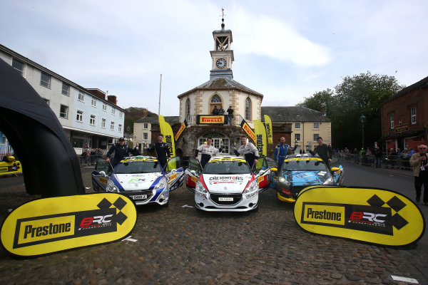 2017 Prestone MSA British Rally Championship, 
Pirelli International Rally, Carlisle. 29th - 30th April 2017.
Junior Podium (l-r) Meirion Evans / Jonathan Jackson Peugeot 208 R2, William Creighton / Liam Regan Peugeot 208 R2, Callum Devine / Keith Moriarty Ford Fiesta.
World Copyright: JEP / LAT Images.