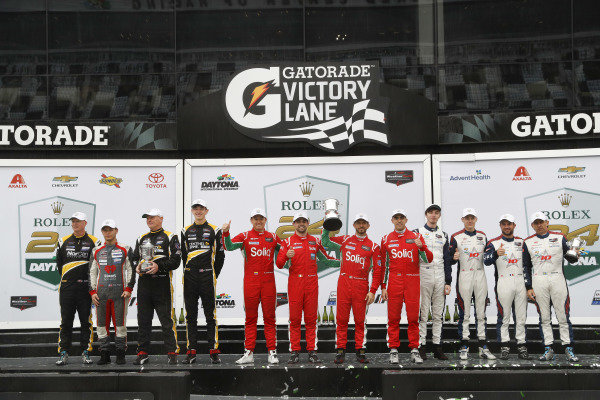 #38 Performance Tech Motorsports ORECA LMP2, LMP2: Kyle Masson, Kris Wright, Cameron Cassels, Robert Masson, #18 DragonSpeed ORECA LMP2, LMP2: Roberto Gonzalez, Pastor Maldonado, Sebastian Saavedra, Ryan Cullen, #81 DragonSpeed ORECA LMP2, LMP2: Henrik Hedman, Ben Hanley, Nicolas Lapierre, James Allen, podium #38 Performance Tech Motorsports ORECA LMP2, LMP2: Kyle Masson, Kris Wright, Cameron Cassels, Robert Masson, #18 DragonSpeed ORECA LMP2, LMP2: Roberto Gonzalez, Pastor Maldonado, Sebastian Saavedra, Ryan Cullen, #81 DragonSpeed ORECA LMP2, LMP2: Henrik Hedman, Ben Hanley, Nicolas Lapierre, James Allen, podium