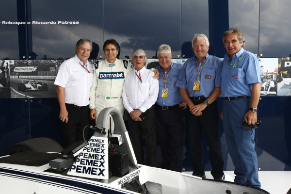 Alan Woollard (GBR), Nelson Piquet (BRA), Bernie Ecclestone (GBR) CEO Formula One Group (FOM), Herbie Blash (GBR) FIA Delegate, Charlie Whiting (GBR) FIA Delegate with the Brabham BT49C.
Formula One World Championship, Rd 19, Brazilian Grand Prix, Race, Interlagos, Sao Paulo, Brazil, Sunday 27 November 2011.
BEST IMAGE Alan Woollard (GBR), Nelson Piquet (BRA), Bernie Ecclestone (GBR) CEO Formula One Group (FOM), Herbie Blash (GBR) FIA Delegate, Charlie Whiting (GBR) FIA Delegate with the Brabham BT49C.
Formula One World Championship, Rd 19, Brazilian Grand Prix, Race, Interlagos, Sao Paulo, Brazil, Sunday 27 November 2011.
BEST IMAGE