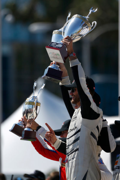 2017 IMSA WeatherTech SportsCar Championship
BUBBA burger Sports Car Grand Prix at Long Beach
Streets of Long Beach, CA USA
Saturday 8 April 2017
50, Mercedes, Mercedes AMG GT3, GTD, Gunnar Jeannette, Cooper MacNeil celebrate on the podium
World Copyright: Phillip Abbott/LAT Images
ref: Digital Image lat_abbott_lbgp_0417_6338