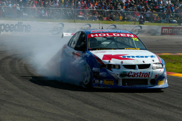 2003 Australian V8 Supercars
Oran Park, Sydney, Australia. 17th August 2003.
Holden driver Rick Kelly crashes with Paul Radisich on the first lap of todays 300km race at Sydneys Oran Park.
World Copyright: Mark Horsburgh/LAT Photographic
ref: Digital Image Only 2003 Australian V8 Supercars
Oran Park, Sydney, Australia. 17th August 2003.
Holden driver Rick Kelly crashes with Paul Radisich on the first lap of todays 300km race at Sydneys Oran Park.
World Copyright: Mark Horsburgh/LAT Photographic
ref: Digital Image Only