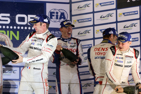 2015 FIA World Endurance Championship,
Bahrain International Circuit, Bahrain.
19th - 21st November 2015.
Romain Dumas / Neel Jani / Marc Lieb Porsche Team Porsche 919 Hybrid.
World Copyright: Jakob Ebrey / LAT Photographic. 2015 FIA World Endurance Championship,
Bahrain International Circuit, Bahrain.
19th - 21st November 2015.
Romain Dumas / Neel Jani / Marc Lieb Porsche Team Porsche 919 Hybrid.
World Copyright: Jakob Ebrey / LAT Photographic.