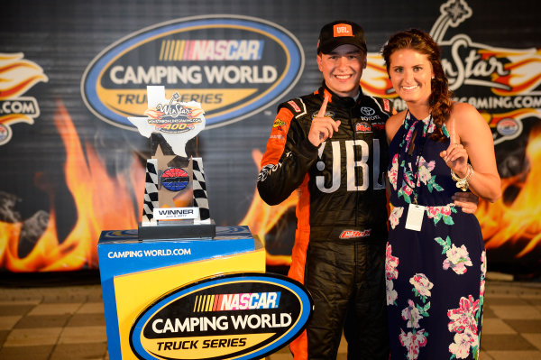 NASCAR Camping World Truck Series
winstaronlinegaming.com 400
Texas Motor Speedway, Ft. Worth, TX USA
Friday 9 June 2017
Christopher Bell, JBL Toyota Tundra, celebrates in Victory Lane.
World Copyright: John K Harrelson
LAT Images
ref: Digital Image 17TEX2jh_02508 NASCAR Camping World Truck Series
winstaronlinegaming.com 400
Texas Motor Speedway, Ft. Worth, TX USA
Friday 9 June 2017
Christopher Bell, JBL Toyota Tundra, celebrates in Victory Lane.
World Copyright: John K Harrelson
LAT Images
ref: Digital Image 17TEX2jh_02508