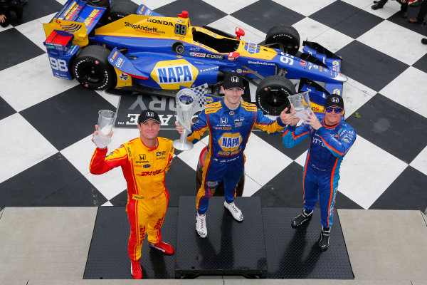 Verizon IndyCar Series
IndyCar Grand Prix at the Glen
Watkins Glen International, Watkins Glen, NY USA
Sunday 3 September 2017
Alexander Rossi, Curb Andretti Herta Autosport with Curb-Agajanian Honda, Ryan Hunter-Reay, Andretti Autosport Honda, Scott Dixon, Chip Ganassi Racing Teams Honda celebrate on the podium
World Copyright: Phillip Abbott
LAT Images
ref: Digital Image abbott_wglen_0817_10685 Verizon IndyCar Series
IndyCar Grand Prix at the Glen
Watkins Glen International, Watkins Glen, NY USA
Sunday 3 September 2017
Alexander Rossi, Curb Andretti Herta Autosport with Curb-Agajanian Honda, Ryan Hunter-Reay, Andretti Autosport Honda, Scott Dixon, Chip Ganassi Racing Teams Honda celebrate on the podium
World Copyright: Phillip Abbott
LAT Images
ref: Digital Image abbott_wglen_0817_10685