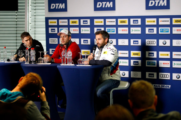 2017 DTM Round 1
Hockenheim, Germany.
Friday 5 May 2017.
Press Conference, Edoardo Mortara, Mercedes-AMG Team HWA, Mercedes-AMG C63 DTM, Mike Rockenfeller, Audi Sport Team Phoenix, Audi RS 5 DTM, Timo Glock, BMW Team RMG, BMW M4 DTM
World Copyright: Alexander Trienitz/LAT Images
ref: Digital Image 2017-DTM-R1-HH-AT1-0144