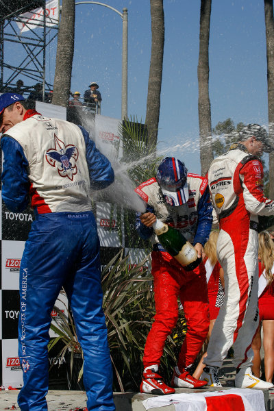 19-21 April 2013, Long Beach, California USA
Justin Wilson, Takuma Sato, Graham Rahal with champagne.(c)2013, Todd Davis
LAT Photo USA