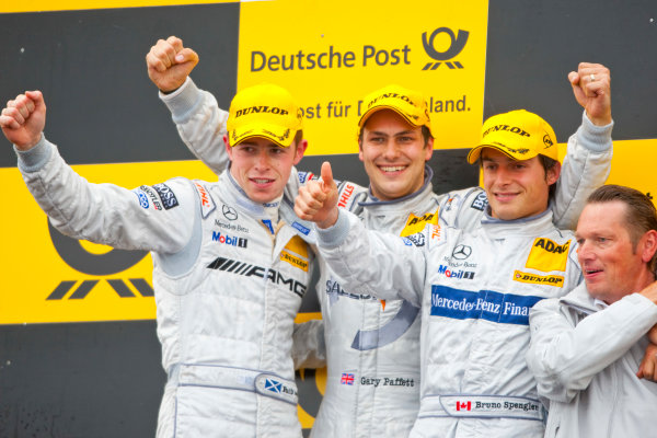 Dijon - Prenois, France. Sunday 11th October.
Gary Paffett (Salzgitter AMG Mercedes C-Klasse) celebrates his victory on the podium with Paul Di Resta (AMG Mercedes C-Klasse) and Bruno Spengler (Mercedes-Benz Bank AMG C-Klasse).
World Copyright: Alastair Staley/LAT Photographic.
Ref: _O9T0748
jpg Dijon - Prenois, France. Sunday 11th October.
Gary Paffett (Salzgitter AMG Mercedes C-Klasse) celebrates his victory on the podium with Paul Di Resta (AMG Mercedes C-Klasse) and Bruno Spengler (Mercedes-Benz Bank AMG C-Klasse).
World Copyright: Alastair Staley/LAT Photographic.
Ref: _O9T0748
jpg