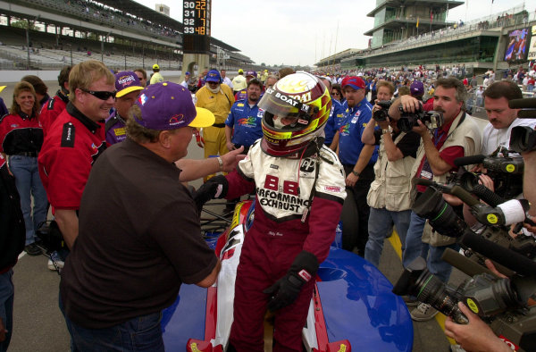 From chump to champ: after hitting the wall during a qualifying run earier in the day Billy Boat becomes the final qualifier in a a car he had not turned a lap of practice in. Car owner AJ Foyt congratulates Boat after his run.
84th. Indianapolis 500, Indy Racing Northern Light Series, Indianapolis Motor Speedway, Speedway Indiana,USA 28 May,2000 -F
Peirce Williams 2000 LAT PHOTOGRAPHIC From chump to champ: after hitting the wall during a qualifying run earier in the day Billy Boat becomes the final qualifier in a a car he had not turned a lap of practice in. Car owner AJ Foyt congratulates Boat after his run.
84th. Indianapolis 500, Indy Racing Northern Light Series, Indianapolis Motor Speedway, Speedway Indiana,USA 28 May,2000 -F
Peirce Williams 2000 LAT PHOTOGRAPHIC