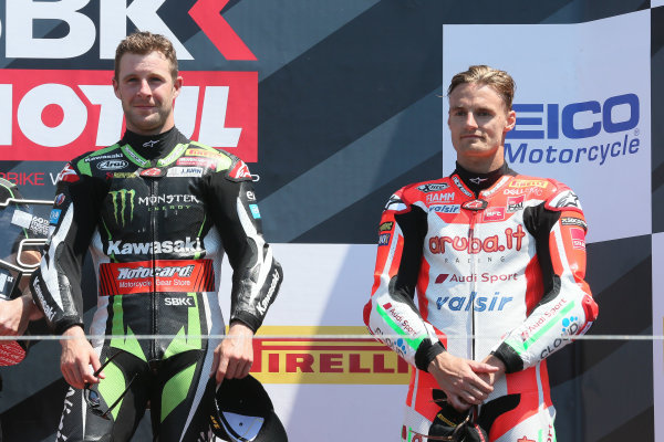 2017 Superbike World Championship - Round 8
Laguna Seca, USA.
Sunday 9 July 2017
Winner Jonathan Rea, Kawasaki Racing, third place Chaz Davies, Ducati Team
World Copyright: Gold and Goose/LAT Images
ref: Digital Image 683465 2017 Superbike World Championship - Round 8
Laguna Seca, USA.
Sunday 9 July 2017
Winner Jonathan Rea, Kawasaki Racing, third place Chaz Davies, Ducati Team
World Copyright: Gold and Goose/LAT Images
ref: Digital Image 683465