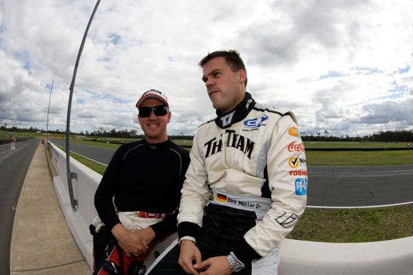 The Dick Johnson Racing Ford Falcon of Steven Johnson and Dirk Muller of Germany during the Armor All Gold Coast 600, event 11 of the 2011 V8 Supercars Championship at the Queensland Raceway, Ipswich, Queensland, October 19, 2011.
World Copyright: Mark Horsburgh/LAT Photographic
ref: 17-DJR-EV11-11-0838