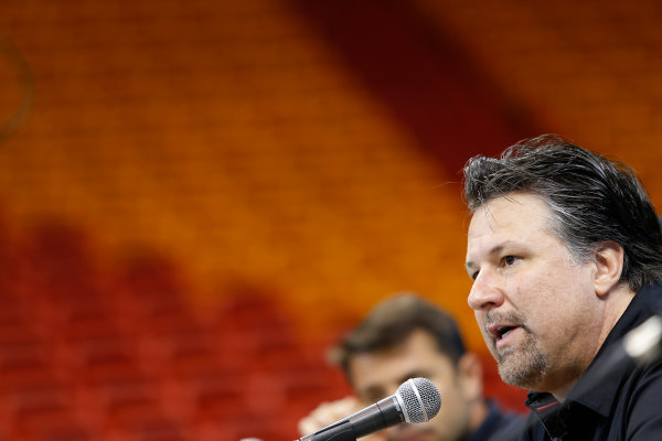 Miami e-Prix 2015.
Friday Press Conferences.
Michael Andretti - Andretti President, Chairman and CEO.
FIA Formula E World Championship.
Miami, Florida, USA.
Friday 13 March 2015.

Copyright: Adam Warner / LAT / FE
ref: Digital Image _L5R3119