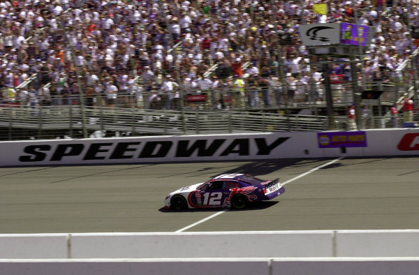 Due to a last lap caution due to Robby Gordon's crash , Jeremy Mayfield takes the checkered as well as the yellow flag to win the NAPAAuto Parts 500.
NAPA Auto Parts 500 at California Speedway, Fontana, California, USA, 30 April,2000.
-F
Peirce Williams 2000 LAT PHOTOGRAPHIC USA Due to a last lap caution due to Robby Gordon's crash , Jeremy Mayfield takes the checkered as well as the yellow flag to win the NAPAAuto Parts 500.
NAPA Auto Parts 500 at California Speedway, Fontana, California, USA, 30 April,2000.
-F
Peirce Williams 2000 LAT PHOTOGRAPHIC USA