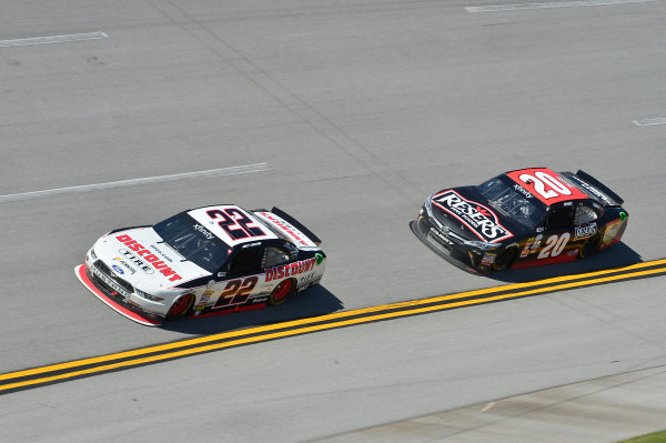NASCAR Xfinity Series
Sparks Energy 300
Talladega Superspeedway, Talladega, AL USA
Saturday 6 May 2017
Joey Logano, Discount Tire Ford Mustang, Erik Jones, Reser's American Classic Toyota Camry.
World Copyright: John K Harrelson
LAT Images
ref: Digital Image 17TAL1jh_01875 NASCAR Xfinity Series
Sparks Energy 300
Talladega Superspeedway, Talladega, AL USA
Saturday 6 May 2017
Joey Logano, Discount Tire Ford Mustang, Erik Jones, Reser's American Classic Toyota Camry.
World Copyright: John K Harrelson
LAT Images
ref: Digital Image 17TAL1jh_01875