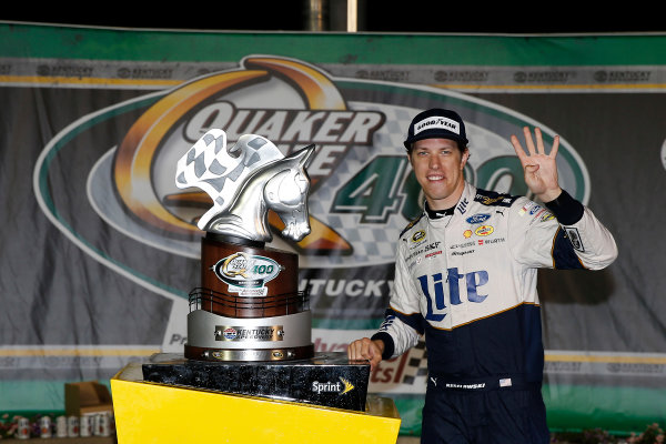 7-9 July, 2016, Sparta, Kentucky USA
Brad Keselowski celebrates in victory lane 
©2016, Russell LaBounty
LAT Photo USA